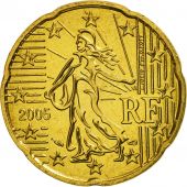 France, 20 Euro Cent, 2005, MS(65-70), Brass, KM:1286