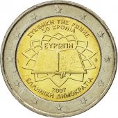 Greece, 2 Euro, Trait de Rome 50 ans, 2007, MS(63), Bi-Metallic, KM:216