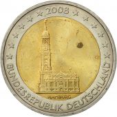 GERMANY - FEDERAL REPUBLIC, 2 Euro, Hambourg, 2008, AU(55-58), Bi-Metallic