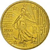 France, 10 Euro Cent, 2000, MS(63), Brass, KM:1285