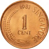 Singapore, Cent, 1981, Singapore Mint, MS(65-70), Copper Clad Steel, KM:1a