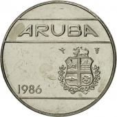 Aruba, Beatrix, 25 Cents, 1986, Utrecht, MS(65-70), Nickel Bonded Steel, KM:3