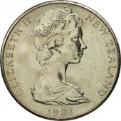 New Zealand, Elizabeth II, 20 Cents, 1981, MS(65-70), Copper-nickel, KM:36.1