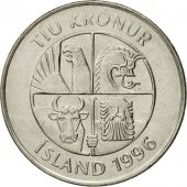 Iceland, 10 Kronur, 1996, MS(65-70), Nickel plated steel, KM:29.1a