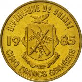 Guinea, 5 Francs, 1985, MS(65-70), Brass Clad Steel, KM:53