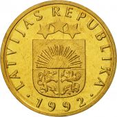 Latvia, 10 Santimu, 1992, MS(65-70), Nickel-brass, KM:17