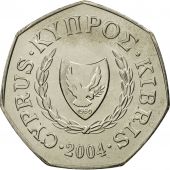 Cyprus, 50 Cents, 2004, MS(65-70), Copper-nickel, KM:66