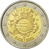 Slovakia, 2 Euro, 10 ans de lEuro, 2012, MS(63), Bi-Metallic