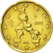 Italie, 20 Euro Cent, 2002, SUP+, Laiton, KM:214