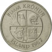 Iceland, 5 Kronur, 1987, EF(40-45), Copper-nickel, KM:28