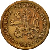 Czechoslovakia, 10 Haleru, 1928, EF(40-45), Bronze, KM:3
