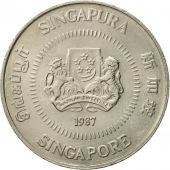 Singapore, 50 Cents, 1987, British Royal Mint, AU(55-58), Copper-nickel, KM:53.1