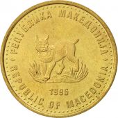 Coin, Macedonia, 5 Denari, 1995, AU(55-58), Brass, KM:7