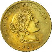 Peru, 20 Centavos, 1962, AU(50-53), Brass, KM:221.2b
