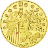 France, 5 Euro, Europa, 2014, PROOF MS(65-70), Gold