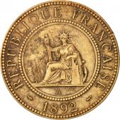 FRENCH INDO-CHINA, Cent, 1892, Paris, EF(40-45), Bronze, KM:1