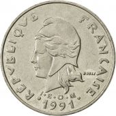 French Polynesia, 20 Francs, 1991, Paris, AU(55-58), Nickel, KM:9