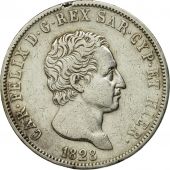 tats italiens, SARDINIA, Carlo Felice, 5 Lire, 1828, Genoa, TTB, KM 116.2