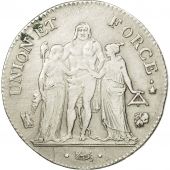 France, Union et Force, 5 Francs, 1798, Bayonne, TTB, Argent, Gadoury 563