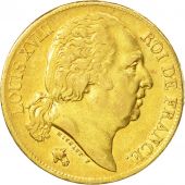 France, Louis XVIII, 20 Francs, 1818, Paris, AU(50-53),Gold,KM 712.1,Gadoury1028