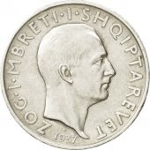 Albania, Zog I, Frang Ar, 1937, Rome, AU(50-53), Silver, KM:18