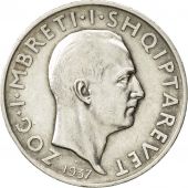 Albania, Zog I, Frang Ar, 1937, Rome, EF(40-45), Silver, KM:18
