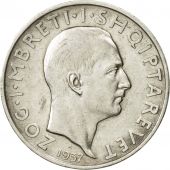 Albania, Zog I, Frang Ar, 1937, Rome, AU(50-53), Silver, KM:16
