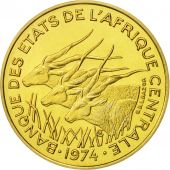tats de lAfrique centrale, 10 Francs, 1974, Paris, FDC, Aluminum-Bronze,KME3