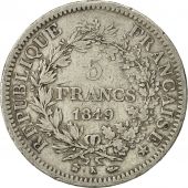 France, Hercule, 5 Francs, 1849, Bordeaux, VF(30-35), Silver, KM:756.4
