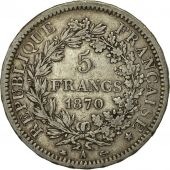 France, Hercule, 5 Francs, 1870, Paris, EF(40-45), Silver, KM:820.1, Gadoury:745