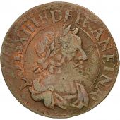 Coin, France, Louis XIII, Double Tournois, 1638, VF(30-35), Copper, Gadoury:11