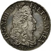 Monnaie, France, Louis XIV, 1/2 cu aux 8 L, 1/2 Ecu, 1690, Amiens, TTB+