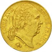 Coin, France, Louis XVIII, 20 Francs, 1816, Paris, AU(50-53), Gold, KM 712.1