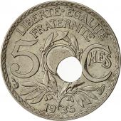 Monnaie, France, Lindauer, 5 Centimes, 1935, Trou Dcentr, SUP