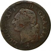 Coin, France, Louis XVI, Sol ou sou, Sol, 1791, Paris, VG(8-10), Copper
