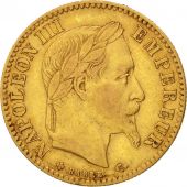 France, Napolon III, 10 Francs, 1866 BB, Strasbourg, Or, KM:800.2