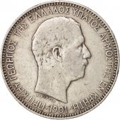 Crete, Prince George, 5 Drachmai, 1901, Paris, VF(30-35), Silver, KM:9