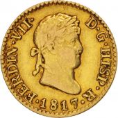 Spain, Ferdinand VII, 1/2 Escudo, 1817, Madrid, EF(40-45), Gold, KM:492
