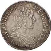 France, Louis XIV, 1/2 cu  la mche longue, 1652, Montpellier, TTB+, KM:164.14