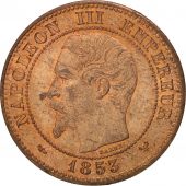 France, 2 Centimes, 1853, Lille, MS(64), Bronze, KM:776.7, Gadoury:103