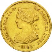 Spain, Isabel II, 4 Escudos, 1865, Madrid, AU(55-58), Gold, KM:631.1