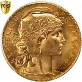 France, Marianne, 20 Francs, 1907, Paris, PCGS, MS66, MS(65-70), Gold, KM:857