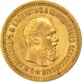 Russia, Alexander III, 5 Roubles, 1889, St. Petersburg, EF(40-45), Gold, KM:42