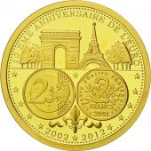France, Medal, 10me Anniversaire de lEuro, 2012, MS(65-70), Gold