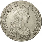 France, Louis XIV, cu  la mche longue, 1649, Paris, TTB, Argent, KM:155.1