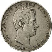 tats italiens, SARDINIA, Carlo Alberto, 5 Lire, 1842, Genoa, TB+, Argent