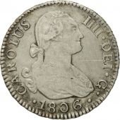 Espagne, Charles IV, 2 Rales, 1806, Seville, TB+, Argent, KM:430.2