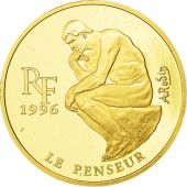 France, Le Penseur de Rodin, 500 Francs-75 Euro, 1996, Paris, SPL, Or, KM:1128