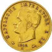 tats italiens, KINGDOM OF NAPOLEON, 40 Lire, 1812, Milan, TTB, Or, KM:12