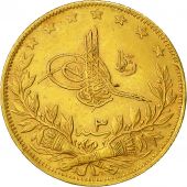 Turquie, Muhammad V, 100 Kurush, 1911, Qustantiniyah, TTB, Or, KM:754